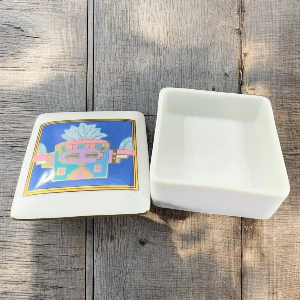 Ceramic Trinket Box‎ Jewelry Holder With Lid Kachina Tribal Decorative Container